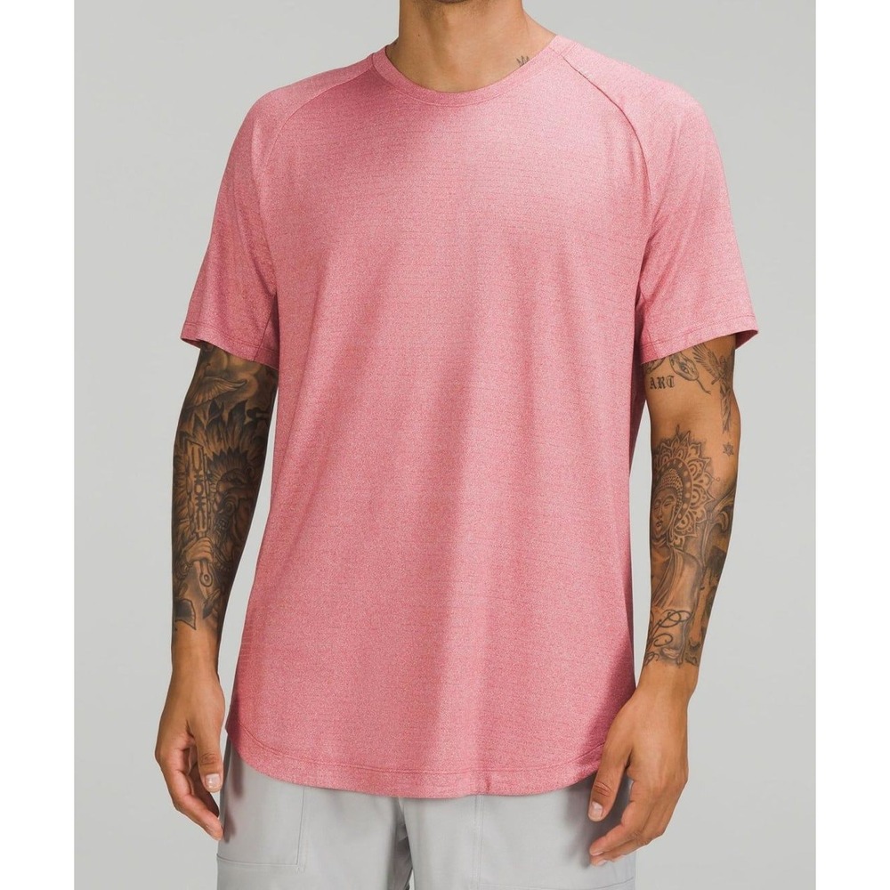Lululemon Drysense Shirt Mens XL Dusty Pink Short Sleeve Curve Hem Stretch Tee
